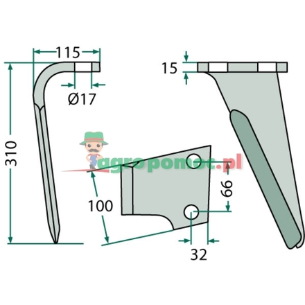  Rotary harrow tine | 84045001, RH-45-R
